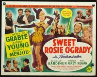 2g718 SWEET ROSIE O'GRADY half-sheet '43 sexy full-length Betty Grable, Robert Young, Adolphe Menjou