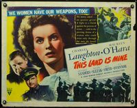2g735 THIS LAND IS MINE half-sheet '43 Maureen O'Hara, Charles Laughton, directed by Jean Renoir!