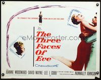 2g738 THREE FACES OF EVE half-sheet movie poster '57 Joanne Woodward has multiple personalities!
