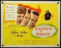 2g749 TOMORROW IS FOREVER style B 1/2sheet '45 Orson Welles, Claudette Colbert, George Brent, Pichel