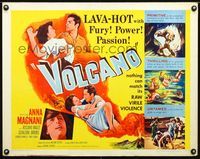2g771 VOLCANO half-sheet movie poster '53 art of lava-hot lovers Anna Magnani & Rossano Brazzi!