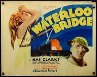 2g775 WATERLOO BRIDGE half-sheet poster '31 great image of sexy Mae Clarke, directed by James Whale!
