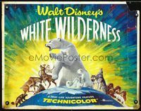 2g786 WHITE WILDERNESS half-sheet '58 Walt Disney True-Life Adventure, cool art of arctic animals!