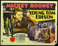2g803 YOUNG TOM EDISON half-sheet movie poster '40 great images of young inventor Mickey Rooney!