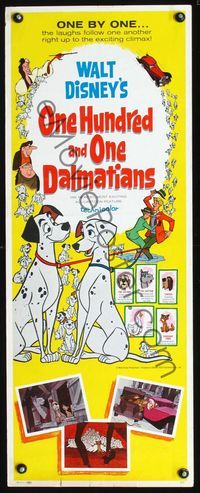 2h368 ONE HUNDRED & ONE DALMATIANS insert movie poster '61 most classic Walt Disney canine movie!