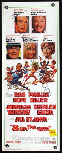 2h009 8 ON THE LAM insert movie poster '67 Bob Hope, great artwork of cast by Jack Davis!