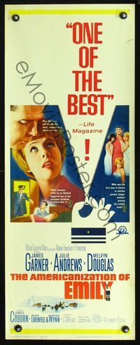 2h029 AMERICANIZATION OF EMILY insert movie poster '64 James Garner, Julie Andrews, Paddy Chayefsky