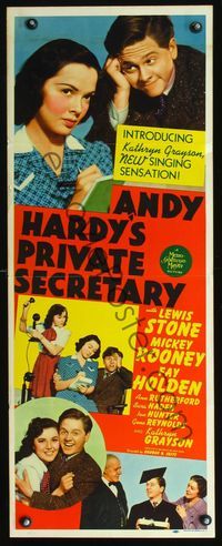 2h032 ANDY HARDY'S PRIVATE SECRETARY insert '41 Mickey Rooney, young Kathryn Grayson in 1st role!