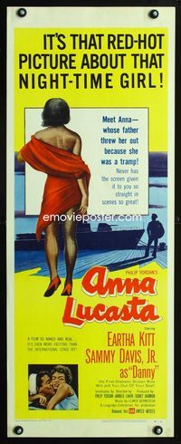 2h034 ANNA LUCASTA insert movie poster '59 red-hot night-time girl Eartha Kitt, Sammy Davis