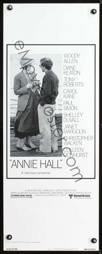 2h037 ANNIE HALL insert movie poster '77 Woody Allen, Diane Keaton, a nervous romance!