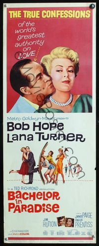 2h040 BACHELOR IN PARADISE insert poster '61 great image of Bob Hope romancing sexy Lana Turner!