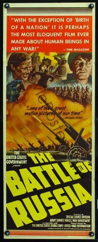 2h045 BATTLE OF RUSSIA insert '43 directed by Frank Capra for the U.S. Army, cool cannon artwork!