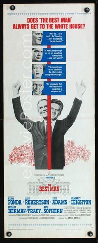 2h050 BEST MAN insert movie poster '64 Henry Fonda & Gore Vidal running for President!