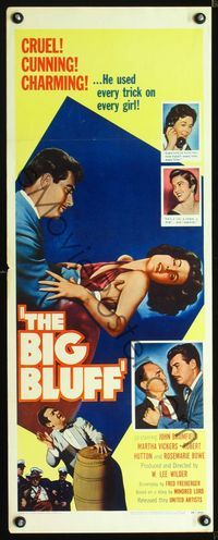 2h051 BIG BLUFF insert movie poster '55 cruel, cunning, charming, he used every trick on every girl!