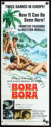 2h071 BORA BORA insert movie poster '70 where love is an art and every woman is an artist!