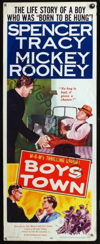 2h074 BOYS TOWN insert movie poster R57 Spencer Tracy as Father Flannagan, smoking Mickey Rooney!