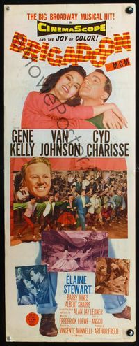 2h078 BRIGADOON insert movie poster '54 great romantic close up of Gene Kelly & Cyd Charisse!
