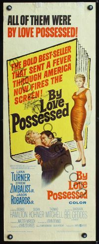 2h085 BY LOVE POSSESSED insert movie poster '61 sexy full length Lana Turner, Efrem Zimbalist Jr