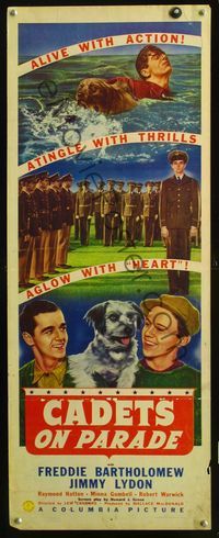 2h086 CADETS ON PARADE insert movie poster '42 art of Freddie Bartholomew, Jimmy Lydon & cute dog!