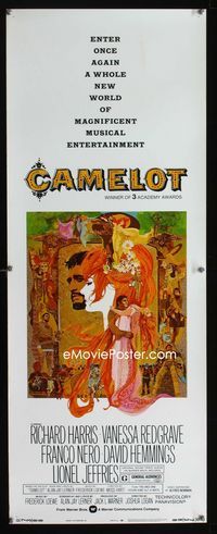 2h088 CAMELOT insert movie poster R73 Richard Harris, Vanessa Redgrave, wonderful art by Bob Peak!