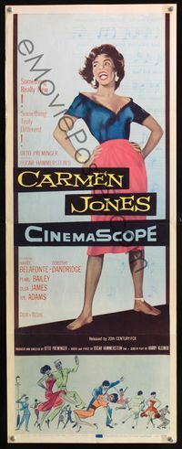 2h092 CARMEN JONES insert movie poster '54 great full-length artwork of sexy Dorothy Dandridge!