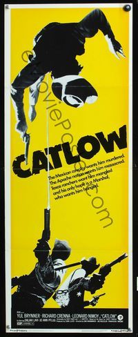 2h095 CATLOW insert movie poster '71 Yul Brynner, Leonard Nimoy, cool gunfight image!