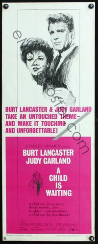 2h098 CHILD IS WAITING insert poster '63 cool Howard Terpning art of Burt Lancaster & Judy Garland!