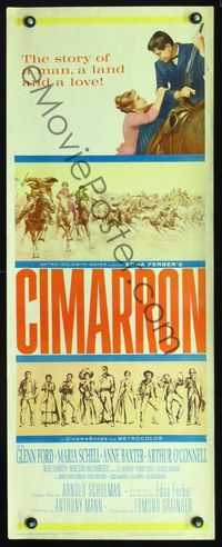 2h100 CIMARRON insert movie poster '60 Anthony Mann, Glenn Ford, Maria Schell, cool artwork!