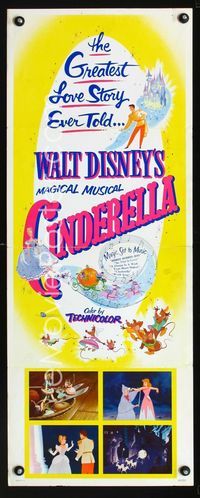 2h101 CINDERELLA insert movie poster R57 Walt Disney classic romantic fantasy cartoon!