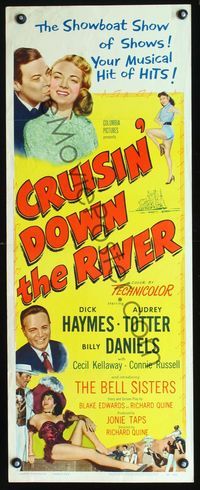 2h110 CRUISIN' DOWN THE RIVER insert movie poster '53 Audrey Totter and her be-bop showboat show!
