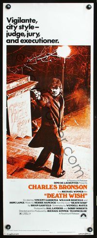 2h118 DEATH WISH insert poster '74 vigilante Charles Bronson is the judge, jury, and executioner!