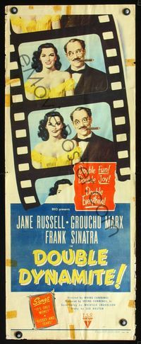 2h125 DOUBLE DYNAMITE insert '52 great artwork of Groucho Marx & sexy Jane Russell on film strip!