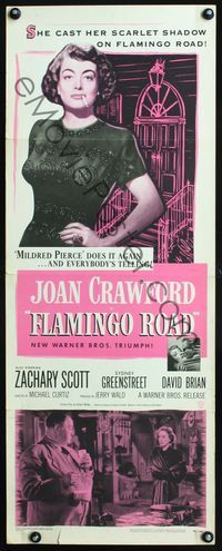 2h148 FLAMINGO ROAD insert movie poster '49 ultimate image of smoking bad girl Joan Crawford!