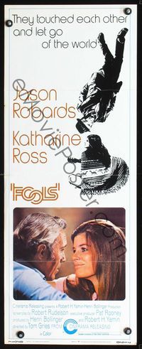 2h150 FOOLS insert movie poster '71 great close up of Jason Robards & pretty Katharine Ross!
