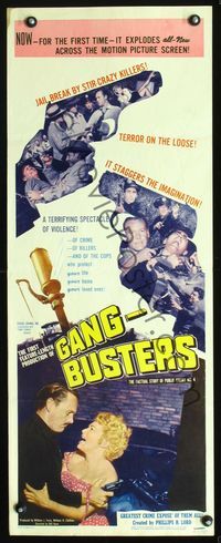 2h159 GANG BUSTERS insert movie poster '54 Public Enemy No 4, based on hit TV and radio show!