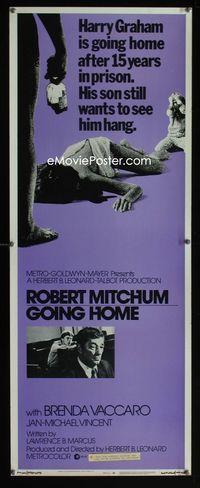 2h172 GOING HOME insert movie poster '71 ex-con Robert Mitchum's son wants to see him hang!