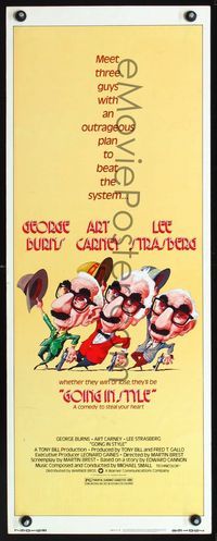 2h173 GOING IN STYLE insert movie poster '79 wacky art of George Burns, Art Carney & Lee Strasberg!