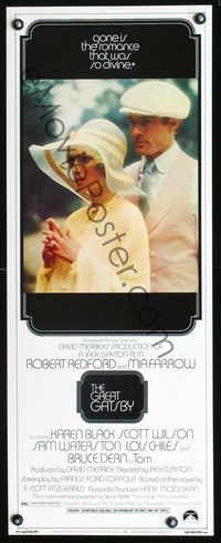 2h176 GREAT GATSBY insert poster '74 Robert Redford, Mia Farrow, from F. Scott Fitzgerald novel!