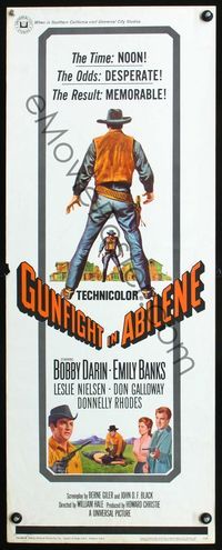 2h178 GUNFIGHT IN ABILENE insert movie poster '67 art of cowboy Bobby Darin in a showdown!