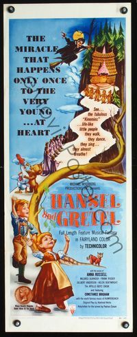 2h180 HANSEL & GRETEL insert poster '54 classic fantasy tale acted out by cool Kinemin puppets!