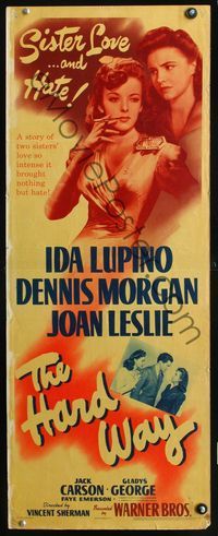 2h181 HARD WAY insert movie poster '42 sexy feuding sisters Ida Lupino & Joan Leslie, Dennis Morgan