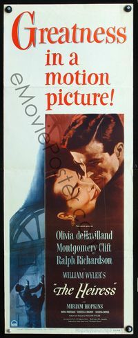2h184 HEIRESS insert movie poster '49 William Wyler, Olivia de Havilland, Montgomery Clift