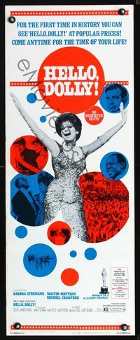 2h185 HELLO DOLLY insert movie poster '70 Barbra Streisand & Walter Matthau, now at popular prices!