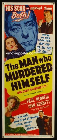 2h195 HOLLOW TRIUMPH insert R53 Paul Henreid, sexy Joan Bennett, The Man Who Murdered Himself!