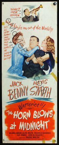 2h198 HORN BLOWS AT MIDNIGHT insert '45 Jack Benny playing trumpet & in love triangle, Alexis Smith