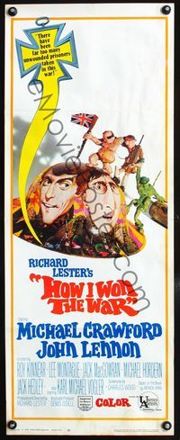 2h202 HOW I WON THE WAR insert movie poster '68 John Lennon, Michael Crawford, great wacky art!