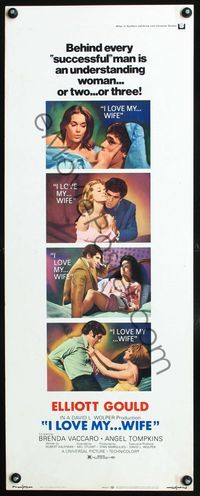 2h208 I LOVE MY WIFE insert movie poster '71 Elliott Gould, Brenda Vaccaro, Angel Tompkins