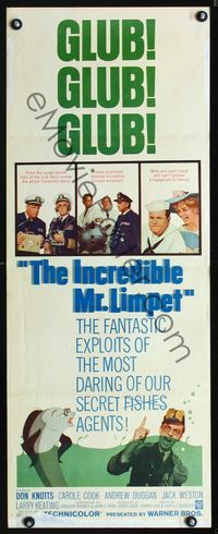 2h210 INCREDIBLE MR. LIMPET insert movie poster '64 Don Knotts turns into a cartoon fish!