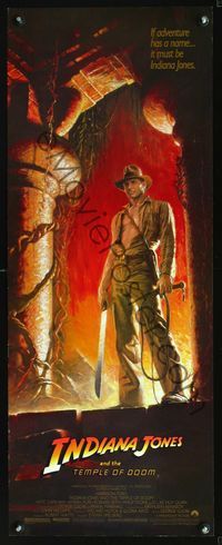 2h211 INDIANA JONES & THE TEMPLE OF DOOM insert poster '84 artwork of Harrison Ford by Bruce Wolfe!
