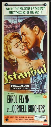 2h213 ISTANBUL insert '57 Errol Flynn & Cornell Borchers in Turkey's city of a thousand secrets!